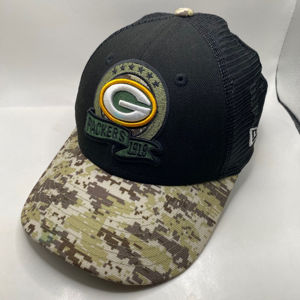 GREEN BAY PACKERS New Era 9FORTY Trucker Hat Youth Black‎ Camo Salute To Service